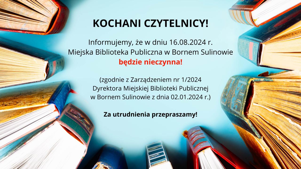 Informacja o godzinach pracy Miejskiej Biblioteki Publicznej